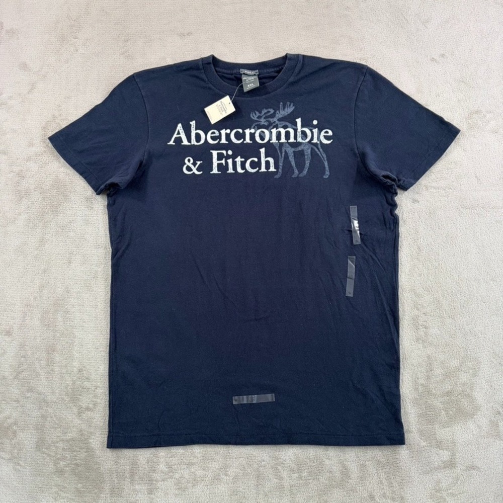 Vintage Y2K Abercrombie & Fitch Muscle Fit T-Shirt Navy Moose Logo Men 2XL